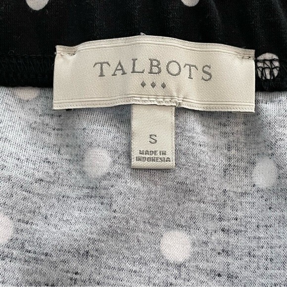 Talbots Black White Skirt Pull On Elastic Waist PolkaDot A-Line Size Small - Picture 4 of 6